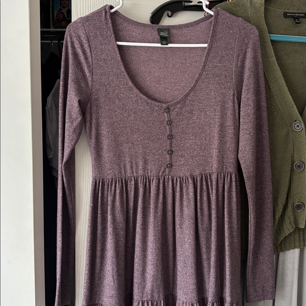 NWOT Heather Purple Long Sleeve Babydoll Dress